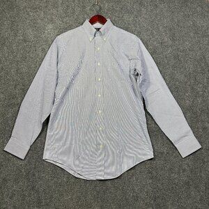 Jos A Bank Travelers Shirt Mens 15 Tailored Fit Button Down Blue Cotton Pocket